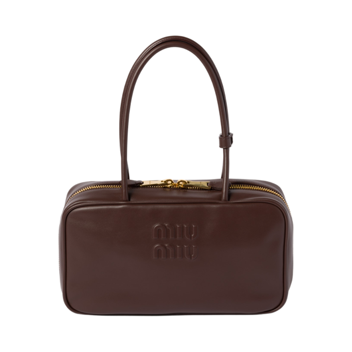 5BB172-2CRW-F0NBL Miu Miu Beau Leather Top Handle Medium Bag Brown