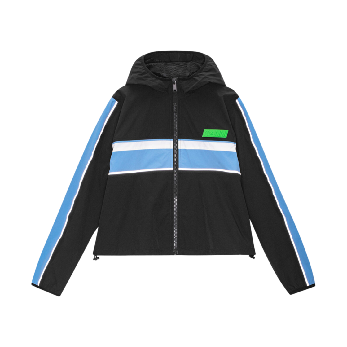 (W) 가니 스트레치 쉘 트랙수트 자켓 블랙((W) Ganni Stretch Shell Tracksuit Jacket Black)