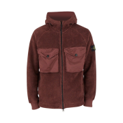 Stone Island 60134 Cotton Pile Hooded Full Zip Sweatshirt Mahogany - 21FW