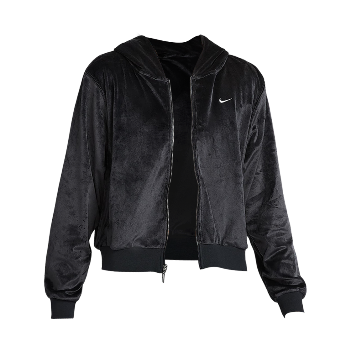 HJ0958-010 (W) Nike NSW Chill Knit Loose Velour Full Zip Hoodie Black - Asia