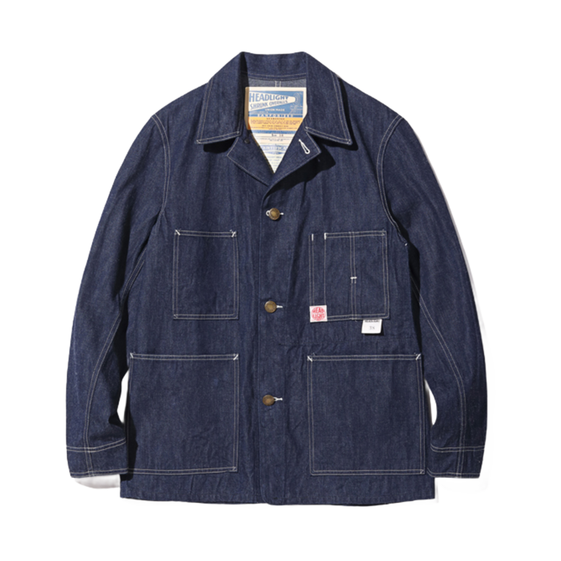 HD15234 Sugar Cane Headlight 10 oz. Blue Denim WW II Work Coat One Wash