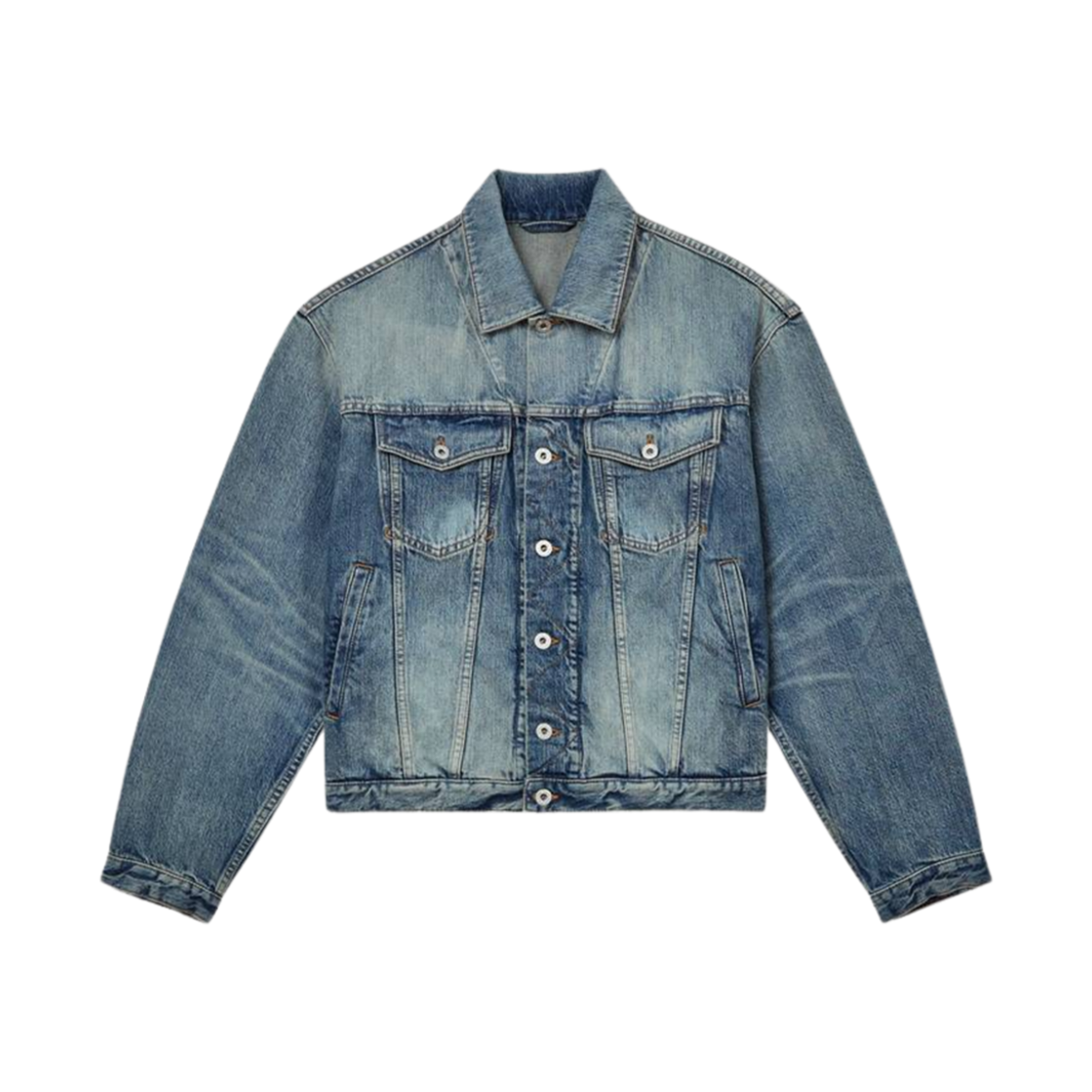 겐조 팝 자수 재패니즈 데님 트러커 자켓 미디움 스톤 블루 데님(Kenzo Pop Embroidered Trucker Jacket in Japanese Denim Medium Stone Blue Denim)