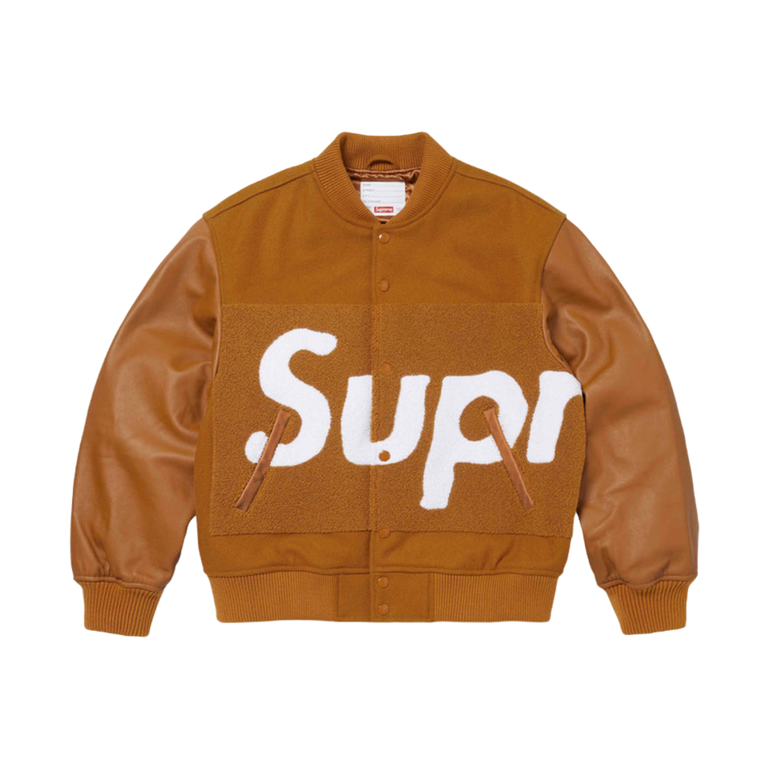 슈프림 빅 로고 샤닐 바시티 자켓 머스타드 - 24SS
