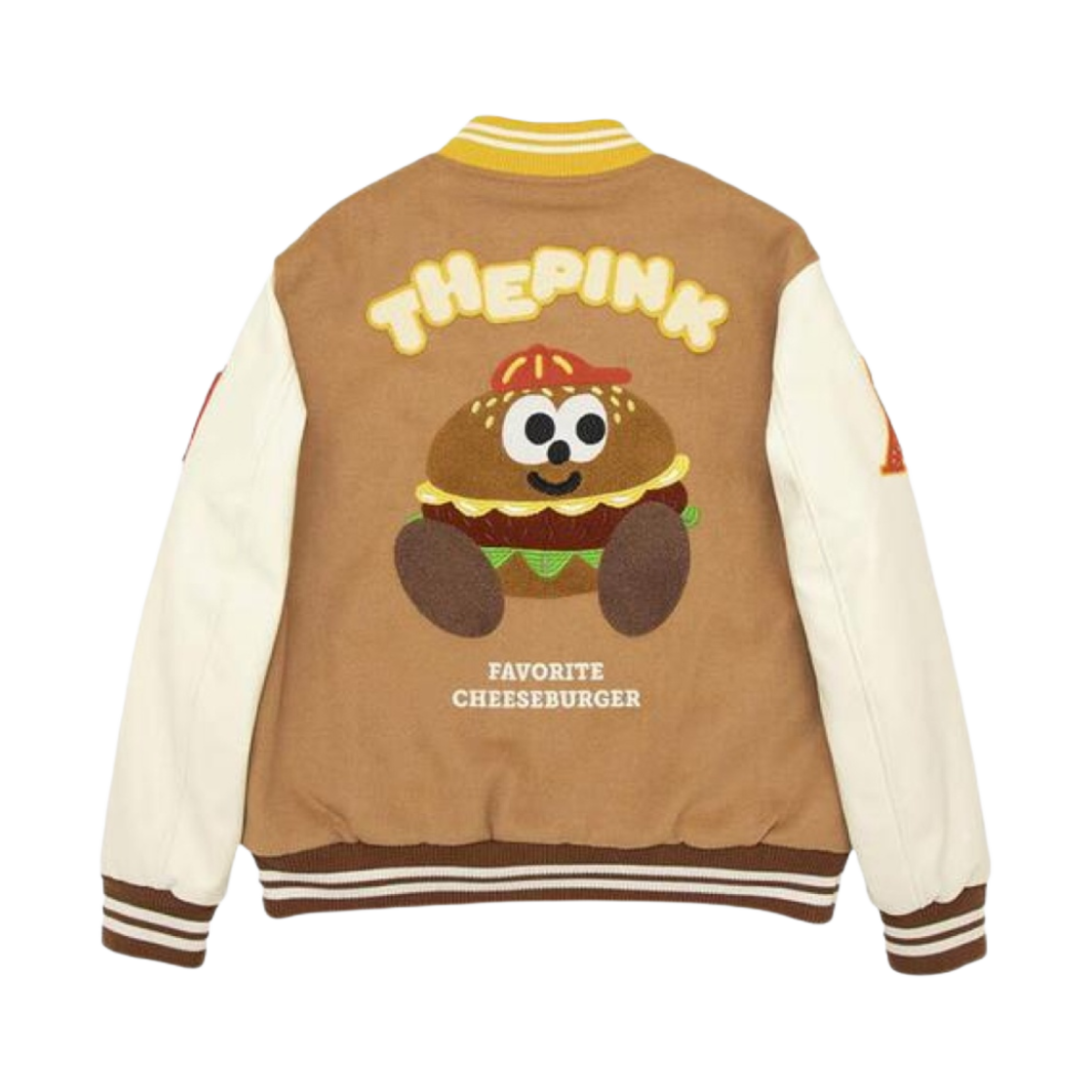반디 더 핑크 차르 버거 바시티 자켓 머스타드 브라운(Vandy The Pink Charr Burger Varsity Jacket Mustard Brown)