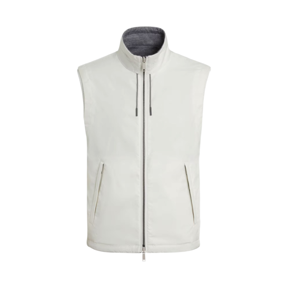 E7T33-7110B-997 Zegna Technical Fabric Reversible Brezza Vest White Grey