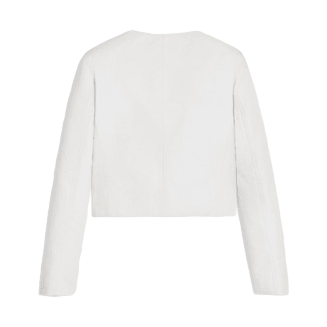 (W) 셀린느 크롭 자켓 퓨어 칼라 소프트 램스킨 옵틱 화이트((W) Celine Cropped Jacket With Pure Collar in Soft Lambskin Optic White) - 2