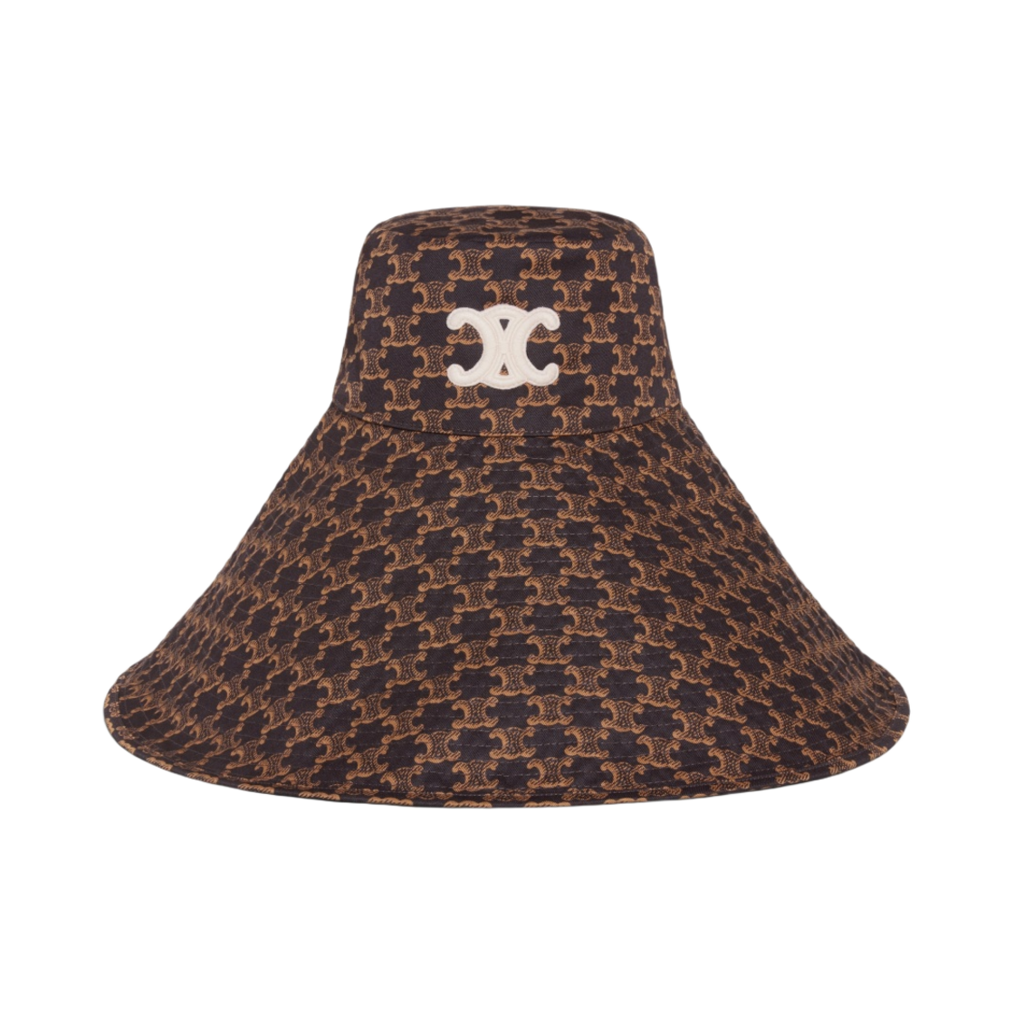 (W) 셀린느 모노그램 코튼 트리옹프 햇 마론 카라멜((W) Celine Triomphe Hat in Monogram Cotton Marron Caramel) - 1
