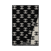 (W) Chanel Muffler Cashmere & Black