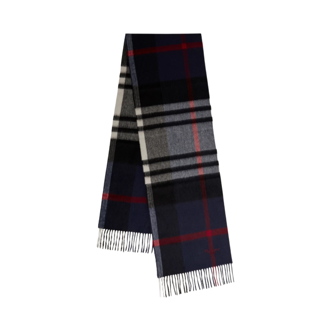 VS4319-890U897 Mulberry Small Check Merino Wool Scarf Night Sky Lancast Red