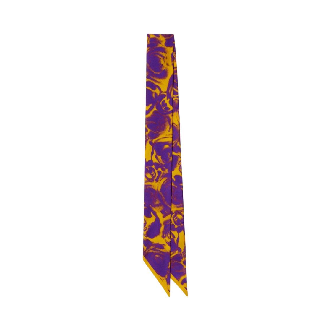 8079862 Burberry Rose Print Silk Skinny Scarf Royal