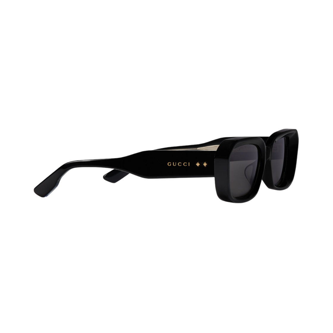 (W) 구찌 로우 노즈 브릿지 렉탱귤러 선글라스 샤이니 블랙((W) Gucci Low Nose Bridge Rectangular Sunglasses Shiny Black) - 2