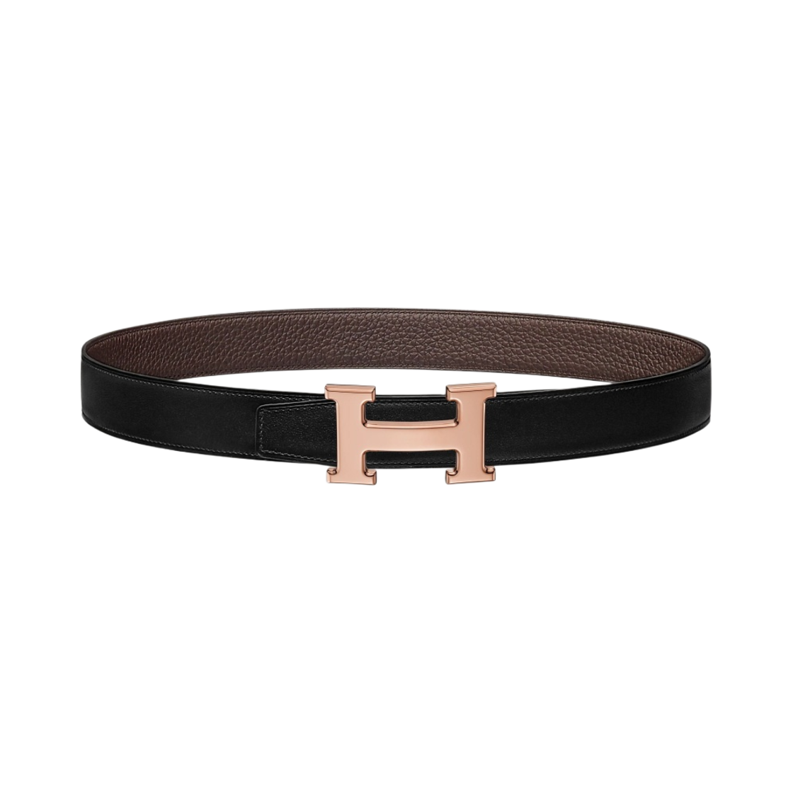 에르메스 H 벨트 버클 & 리버서블 가죽 스트랩 32mm & 핑크 골드 누아 쇼꼴라(Hermes H Belt Buckle & Reversible Leather Strap 32mm & Pink Gold Noir Chocolat) - 1