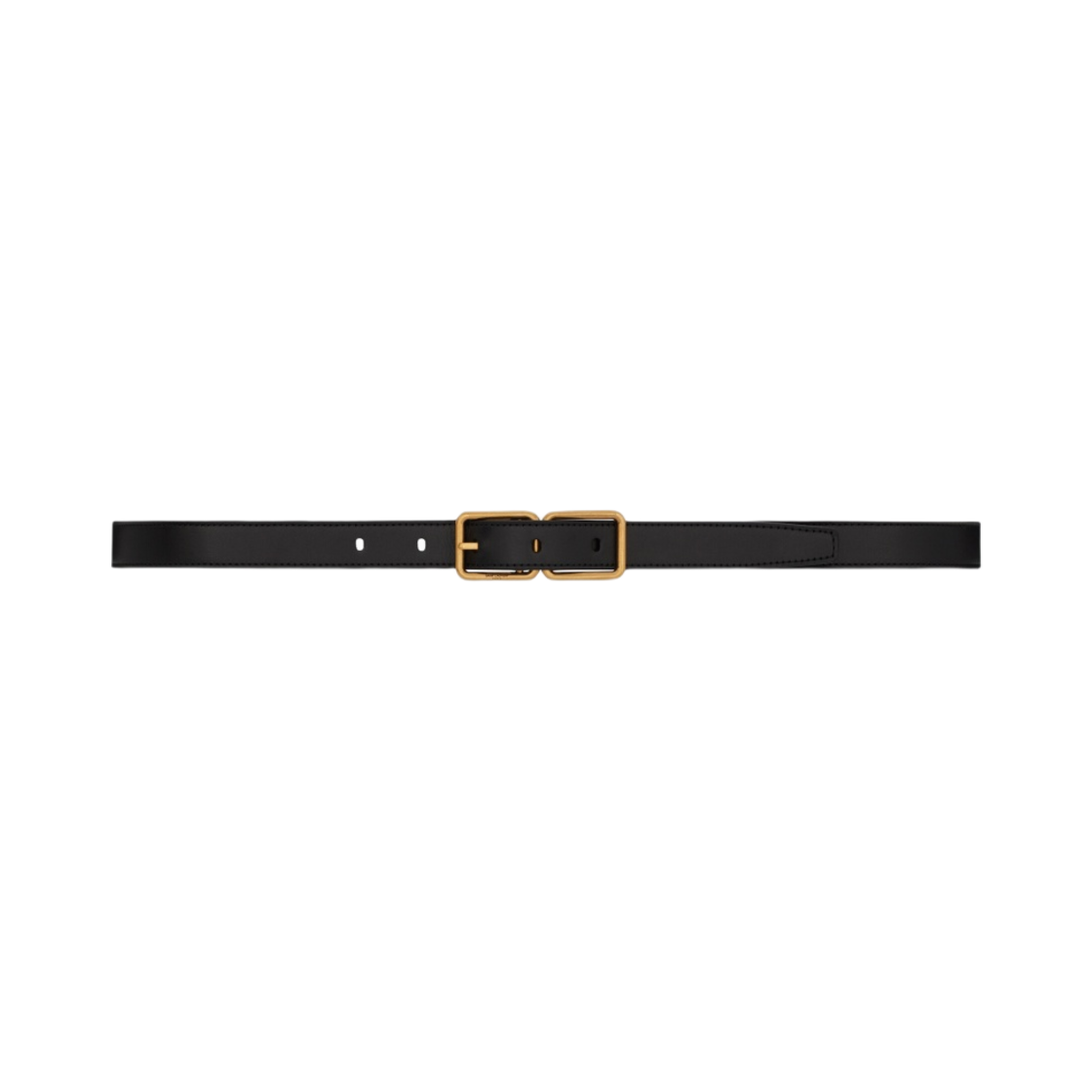 (W) 생로랑 더블 버클 씬 벨트 스무스 레더 블랙((W) Saint Laurent Double Buckle Thin Belt in Smooth Leather Black) - 1