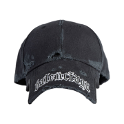 (W) Balenciaga Blackletter Script Cap Black Faded