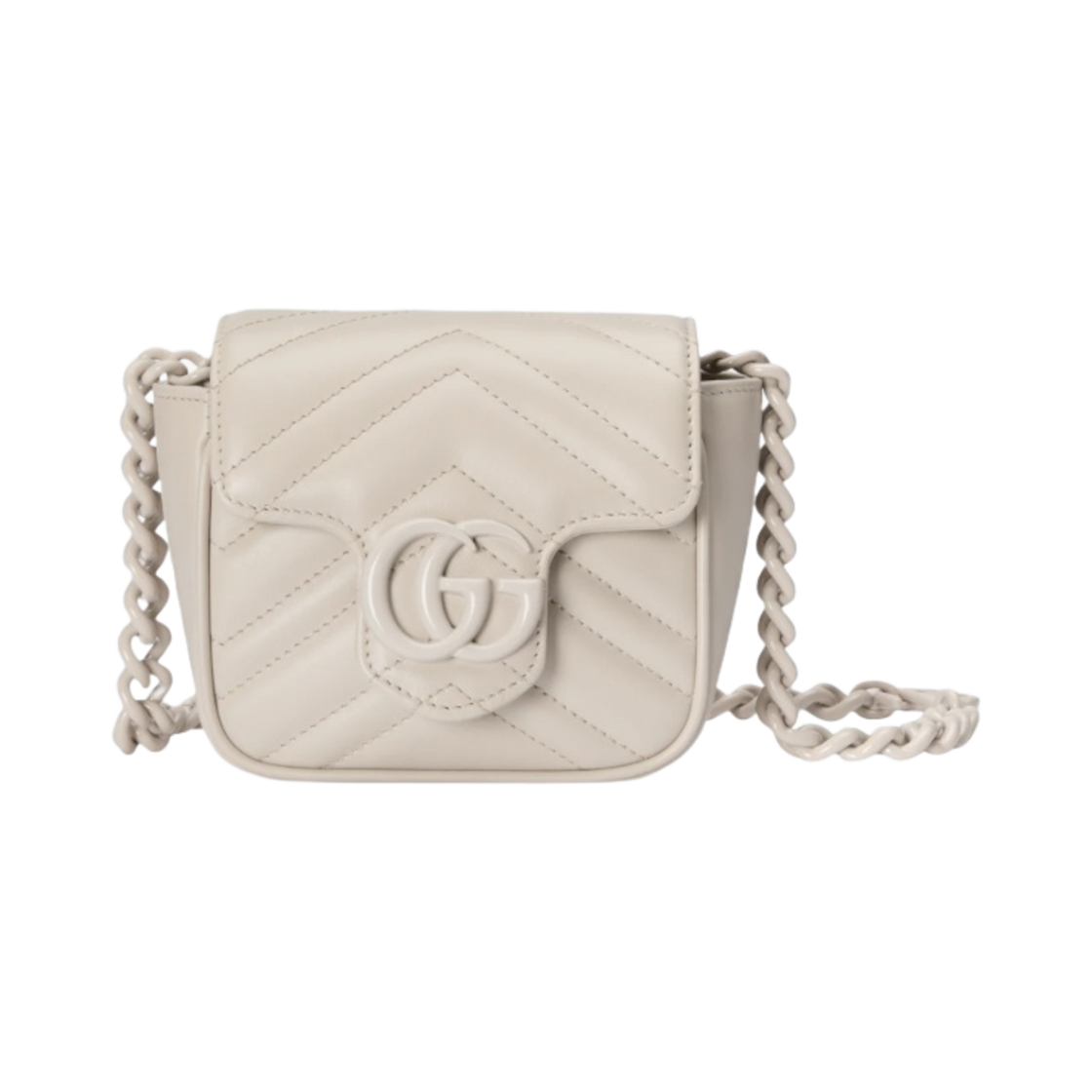 구찌 GG 마몽 마틀라세 벨트 백 화이트 레더(Gucci GG Marmont Matelasse Belt Bag White Leather) - 1