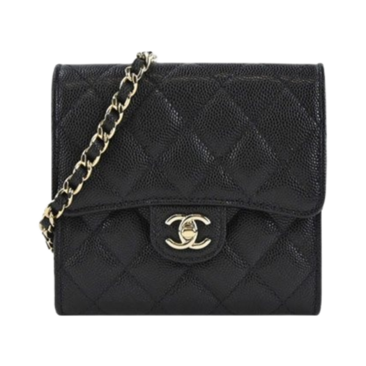 Chanel Clutch with Chain Grained Shiny Calfskin & Gold Black