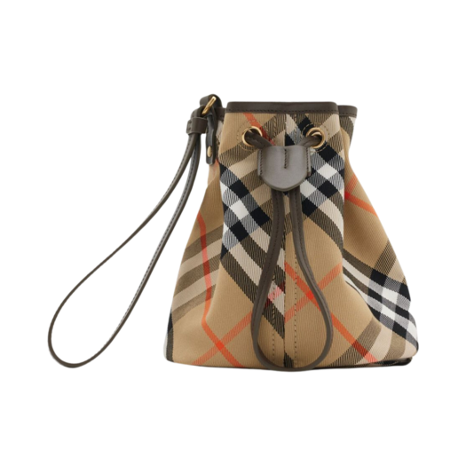 Burberry Check Drawstring Mini Bag Beige