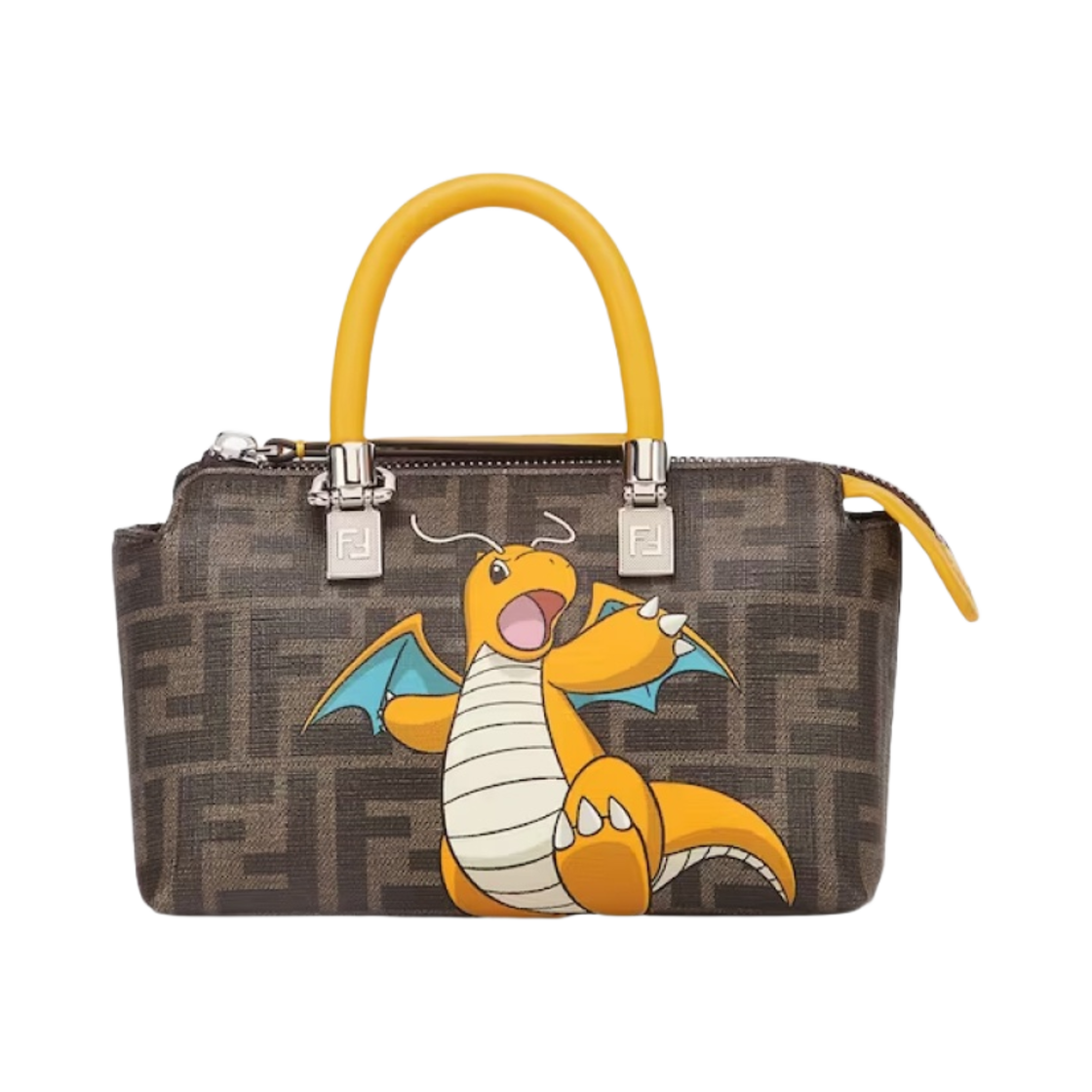 펜디 x 프라그먼트 x 포켓몬 바이 더 웨이 미니 FF 패브릭 보스턴백 브라운(Fendi x Fragment x Pokemon By The Way Mini FF Fabric Boston Bag Brown) - 1