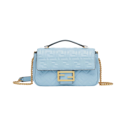 Fendi Baguette Chain Midi Leather Bag Light Blue