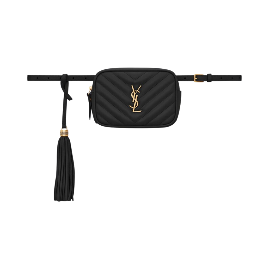 생로랑 퀼티드 레더 루 벨트백 블랙