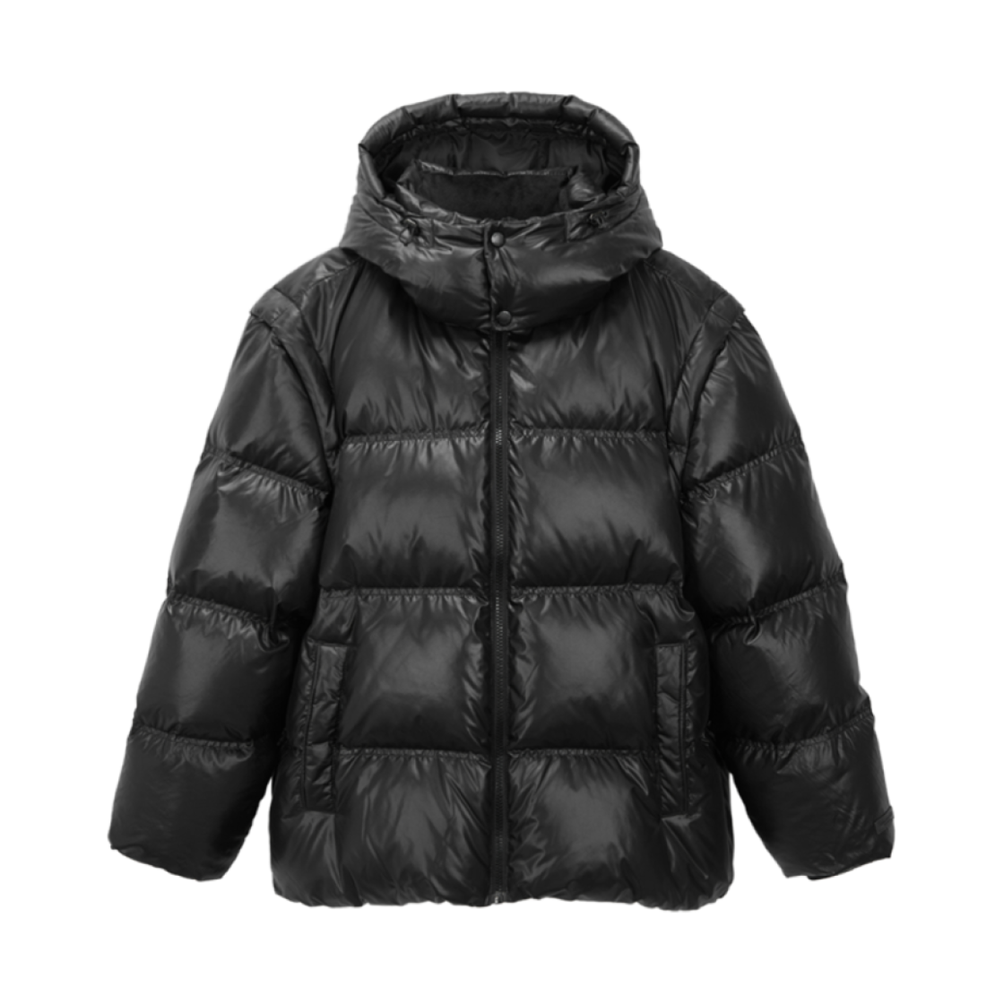 게스 글레이즈드 디테쳐블 슬리브 다운 블랙(Guess Glazed Detachable Sleeve Down Black)