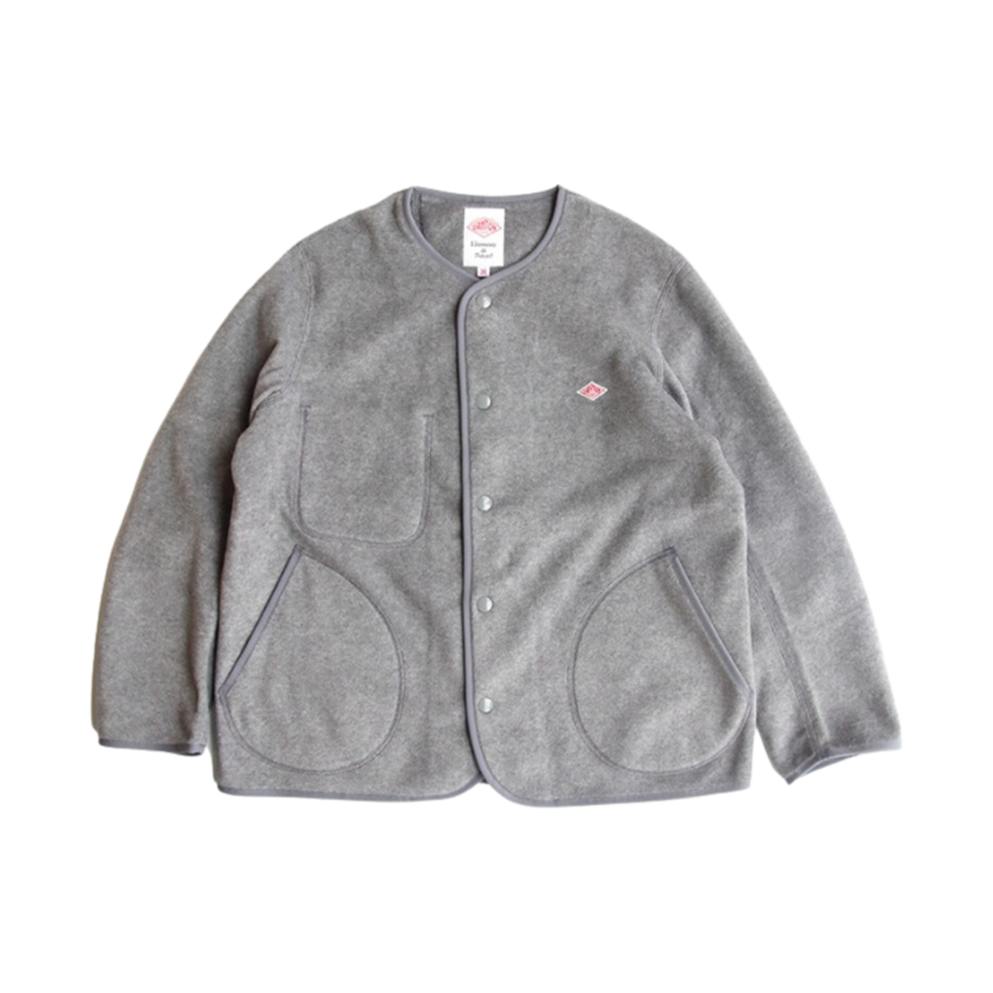 (W) 단톤 플리스 칼라리스 자켓 다크 그레이((W) Danton Fleece Collarless Jacket Dark Grey)