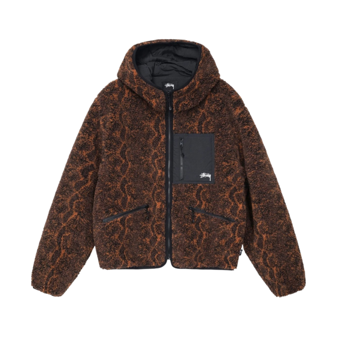 스투시 스네이크 자카드 쉐르파 자켓 브라운(Stussy Snake Jacquard Sherpa Jacket Brown) - 1