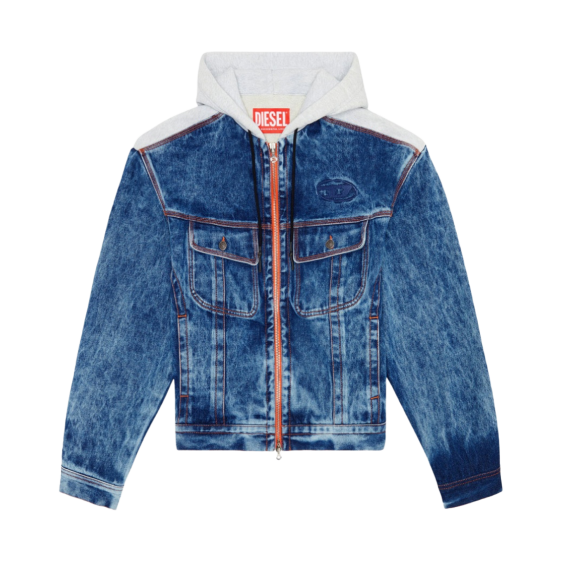 디젤 D-릴-원 데님 저지 후드 자켓 미디움 블루(Diesel D-Lill-One Denim and Jersey Hoodie Jacket Medium Blue) - 1