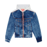 Diesel D-Lill-One Denim and Jersey Hoodie Jacket Medium Blue