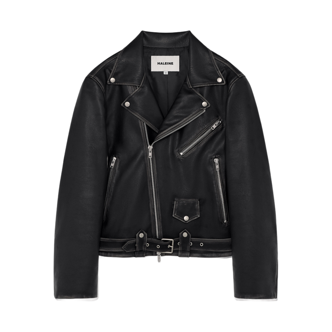 알렌느 디스트레스드 라이더 포우 레더 자켓 블랙(Haleine Distressed Rider Faux Leather Jacket Black (WJ107))