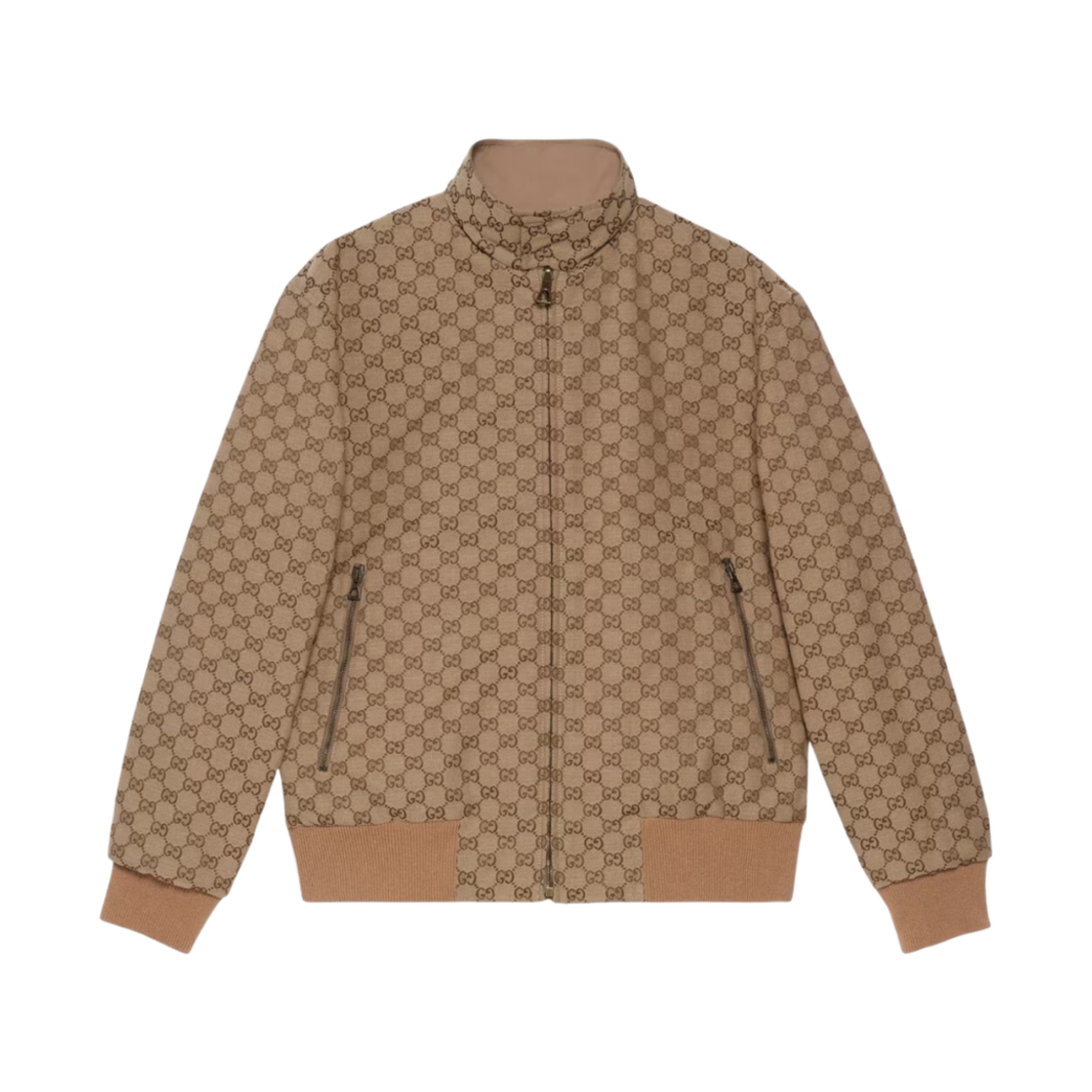 구찌 레더 GG 캔버스 리버시블 자켓 베이지 에보니(Gucci Leather and GG Canvas Reversible Jacket Beige Ebony) - 2