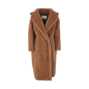 (W) Max Mara Edoardo Teddy Bear Coat Camel