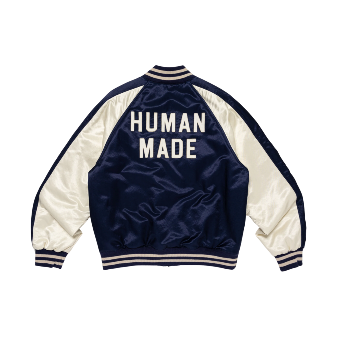 휴먼 메이드 새틴 스타디움 자켓 네이비(Human Made Satin Stadium Jacket Navy)