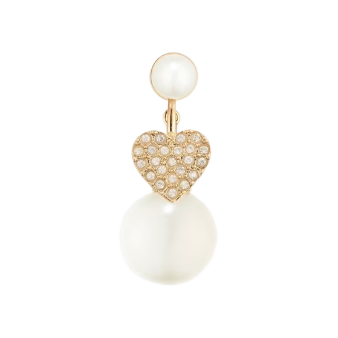 (W) 디올 마이 ABC디올 트리발 하트 이어링 골드 피니쉬 메탈 화이트 레진 펄 화이트 크리스탈((W) Dior My ABCDior Tribales Heart Earring Gold Finish Metal White Resin Pearls White Crystals) - 1