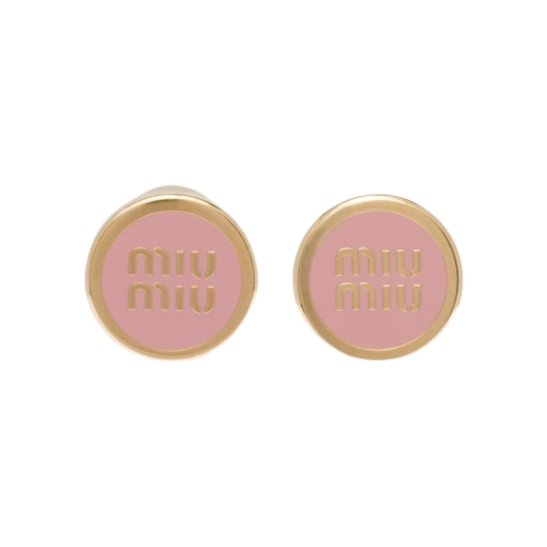 (W) 미우 미우 에나멜 메탈 이어링 오키드 핑크((W) Miu Miu Enameled Metal Earrings Orchid Pink) - 1