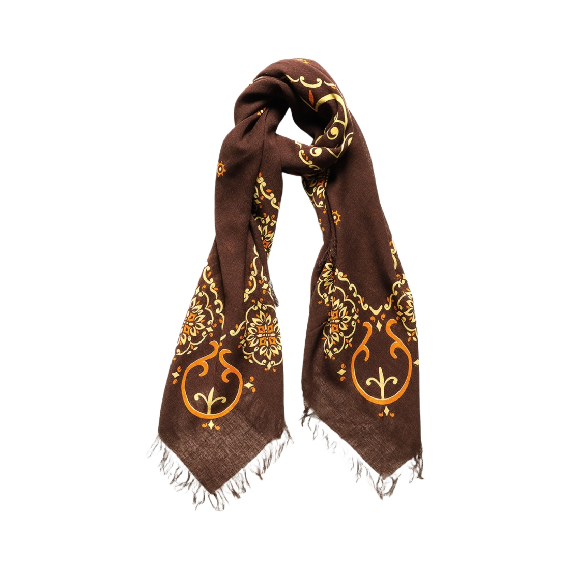 캐피탈 린넨 레이온 프린지 스톨 하바나나자 브라운(Kapital Linen Rayon Fringe Stole Habananaja Brown) - 2
