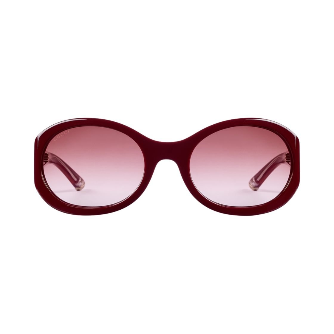 831871-J0740-6060 (W) Gucci Round Frame Sunglasses Shiny Bilayer Solid Rosso Ancora Red