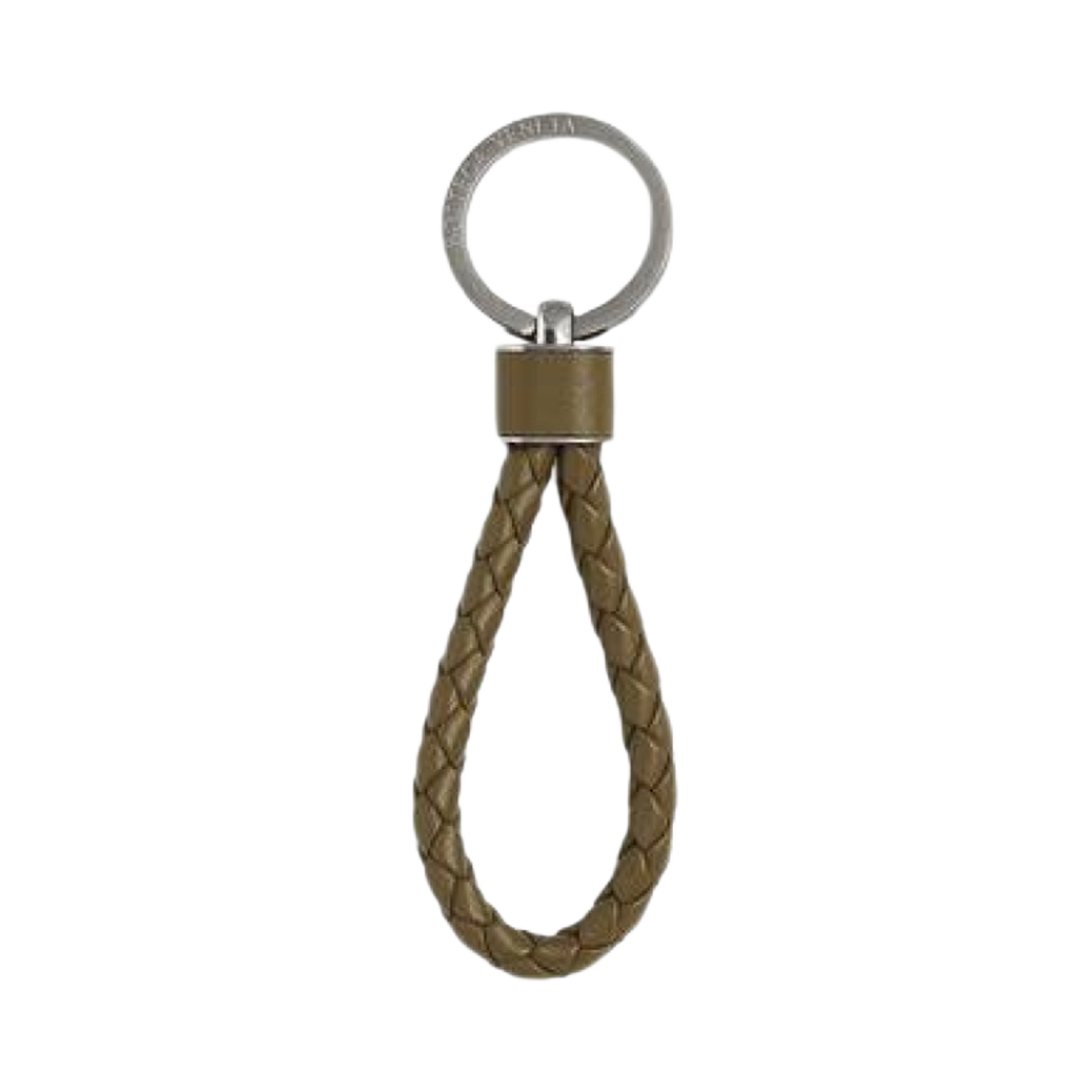 709727VMAY12521 Bottega Veneta Intreccio Keyring Argil