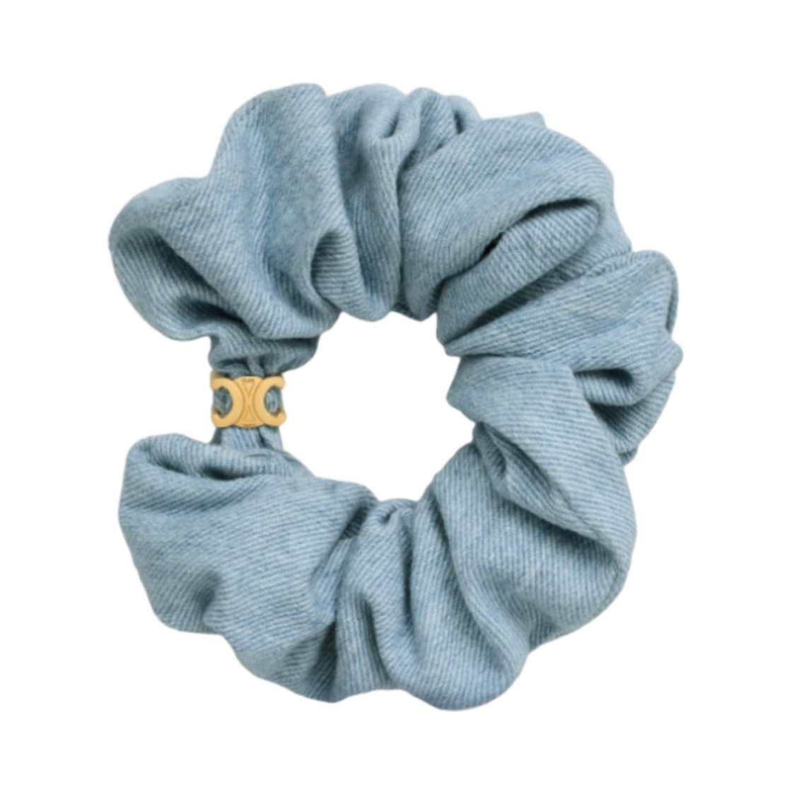 (W) 셀린느 브레스 골드 피니쉬 데님 스크런치 골드 블루((W) Celine Scrunchy in Brass with Gold Finish Denim Gold Blue) - 1