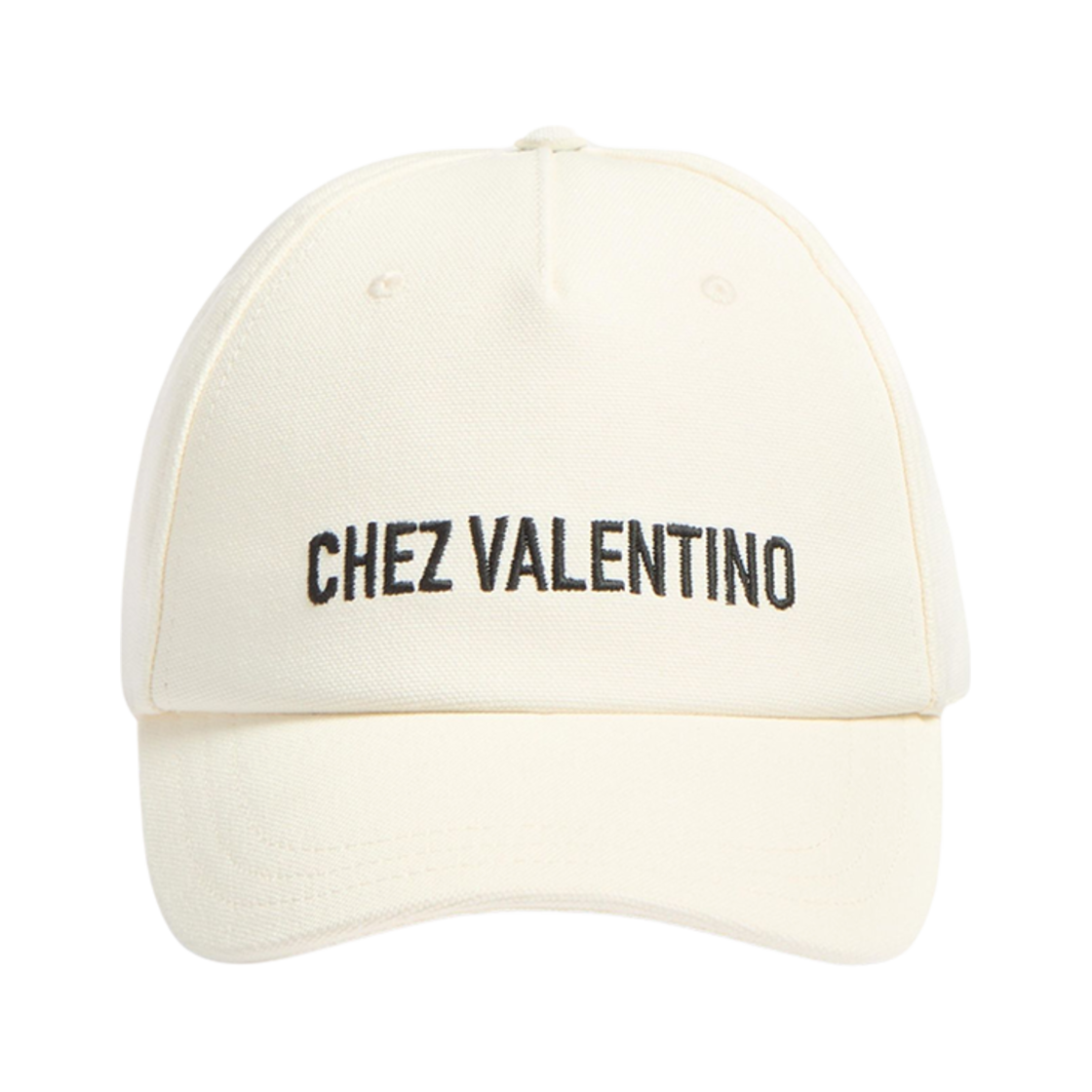HDA41FVH0AN Valentino Chez Valentino Cotton Baseball Cap with Embroidery Ivory Black