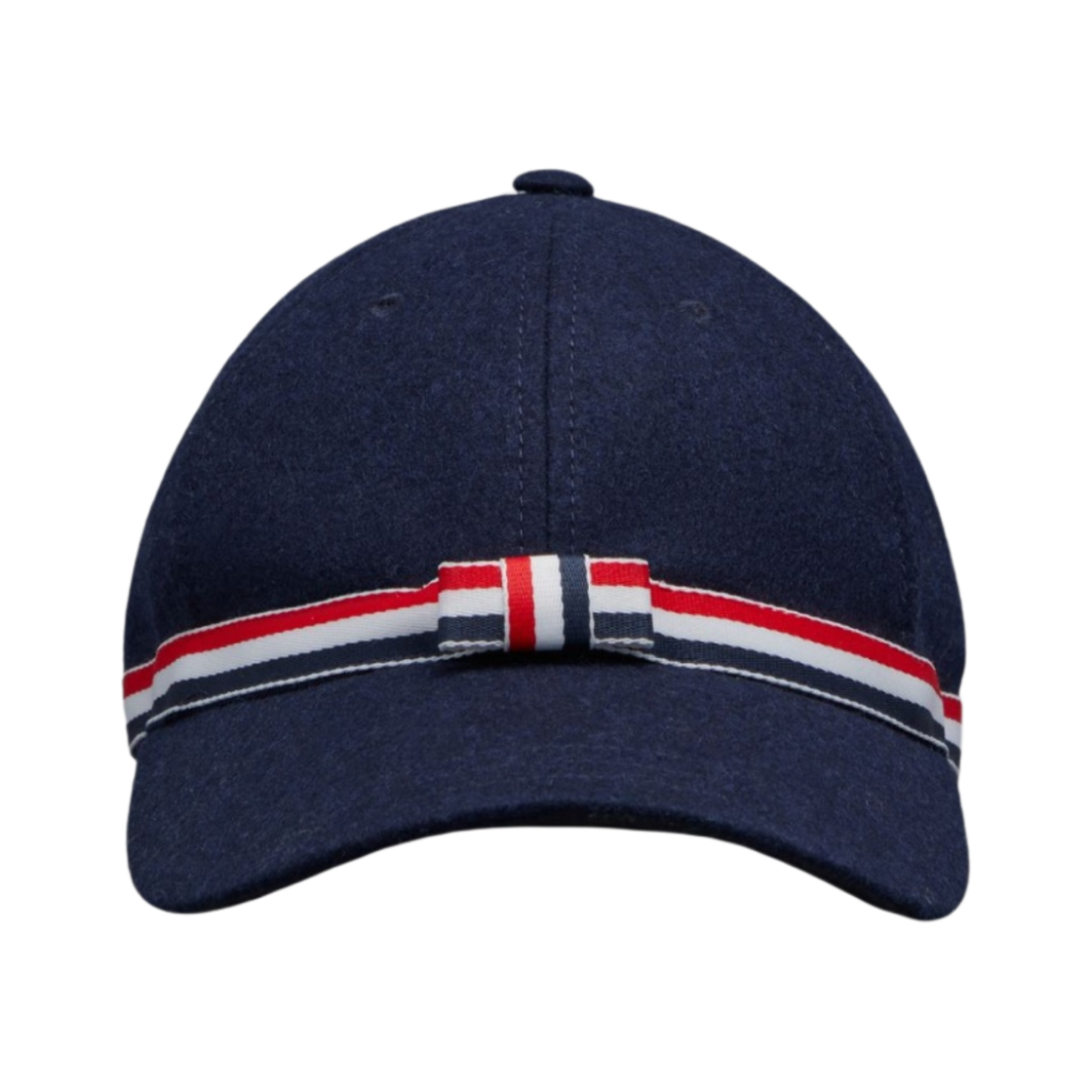 FHC369A-F0057-415 (W) Thom Browne Wool Flannel Grosgrain Bow Baseball Cap Blue