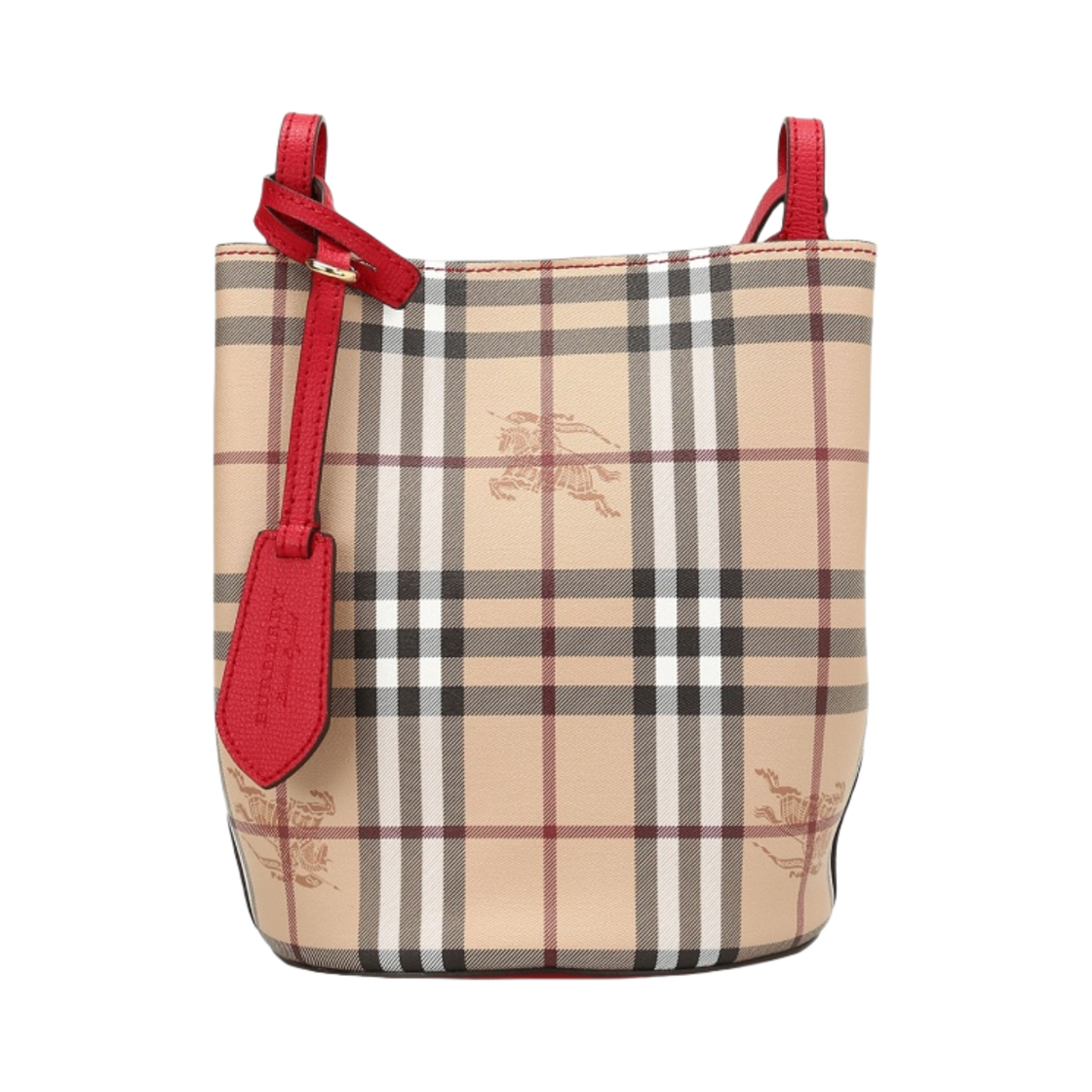 버버리 헤이마켓 체크 론 버킷 크로스바디백 레드(Burberry Haymarket Check Lorne Bucket Crossbody Bag Red) - 1