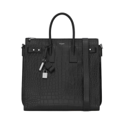 Saint Laurent Sac De Jour North/South Tote In Crocodile-Embossed Leather Black