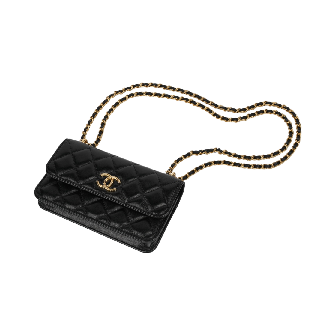 샤넬 클래식 체인 플랩 폰 홀더 램스킨 & 골드 메탈 블랙(Chanel Flap Phone Holder with Classic Chain Lambskin & Gold Black) - 3