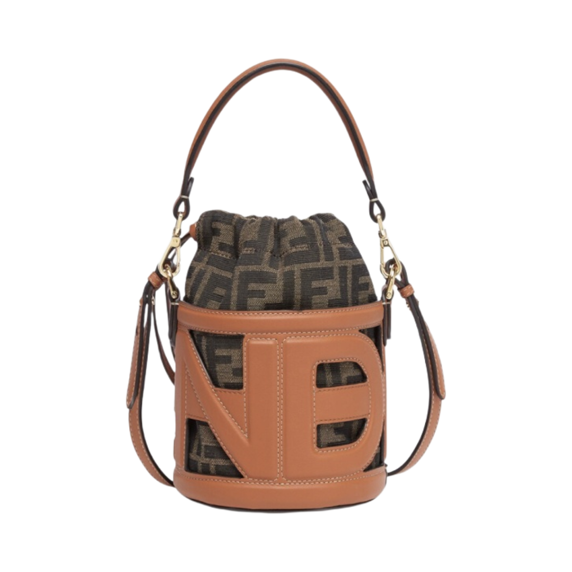 펜디 스텝 아웃 레더 FF 패브릭 미니백 브라운(Fendi Step Out Leather and FF Fabric Mini Bag Brown) - 3