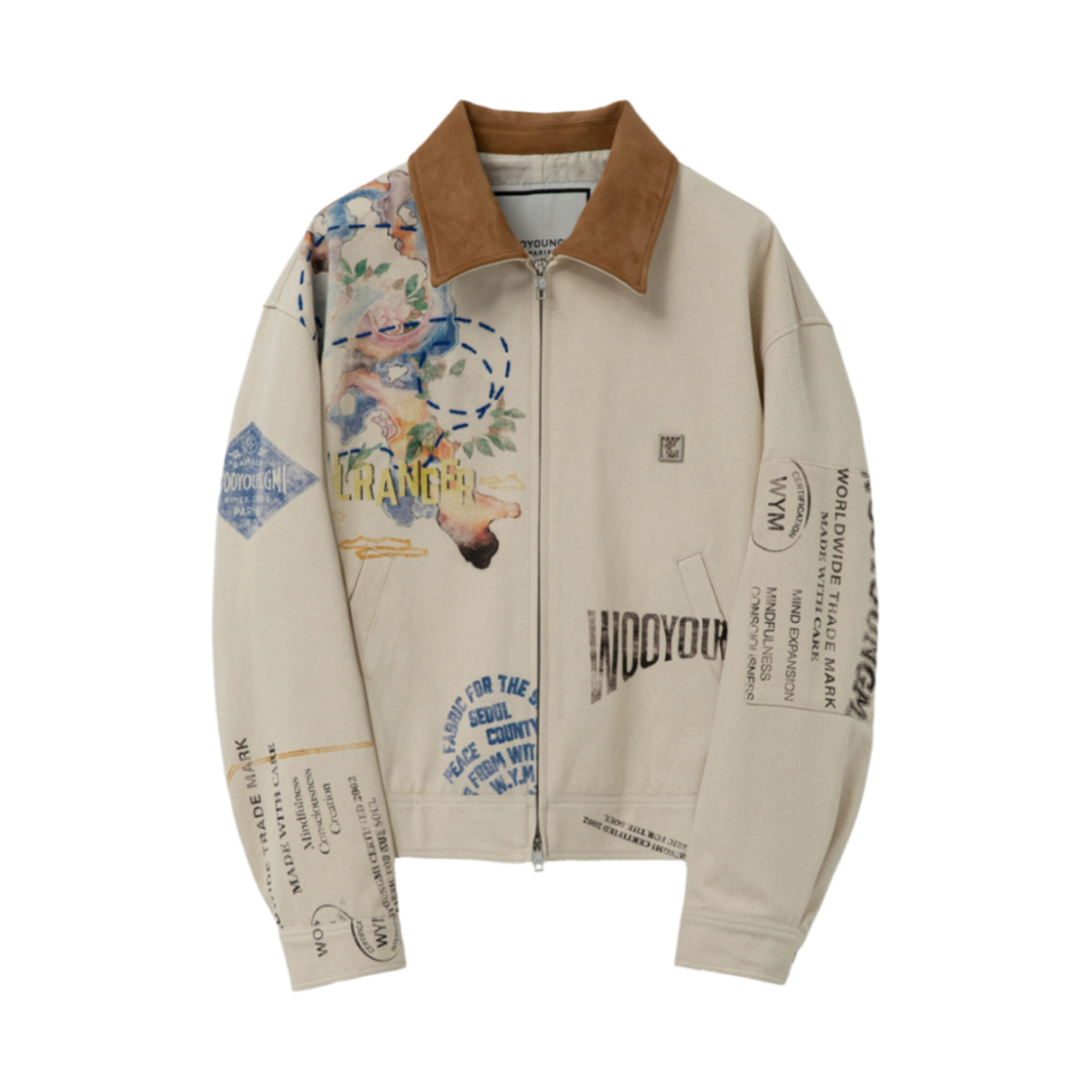 우영미 그래픽 트윌 자켓 베이지 - 25SS(Wooyoungmi Graphic Twill Jacket Beige - 25SS)