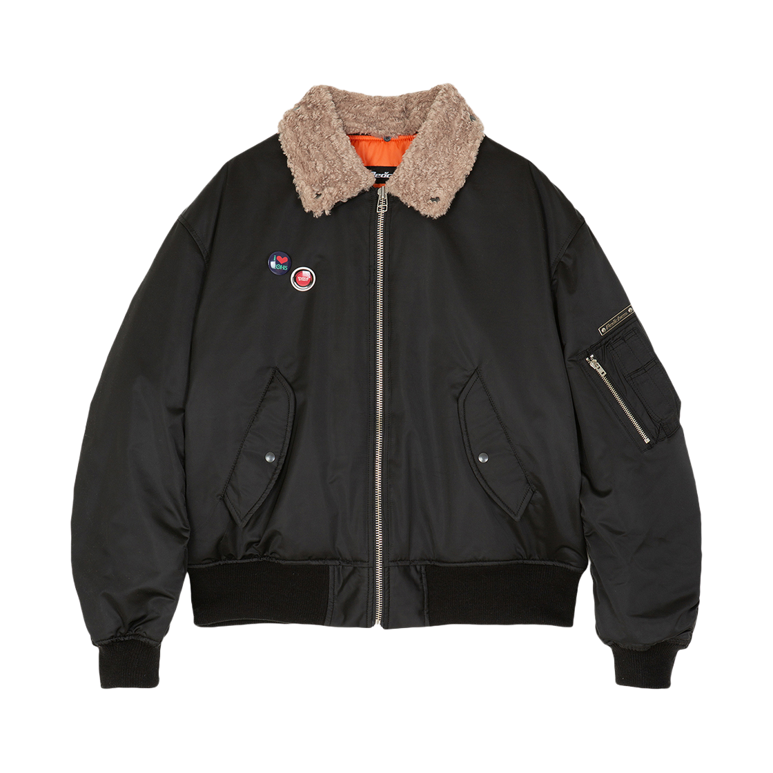 PCS24MXJK002 Peaches Peaches Fur Collar MA-1 Jacket Black