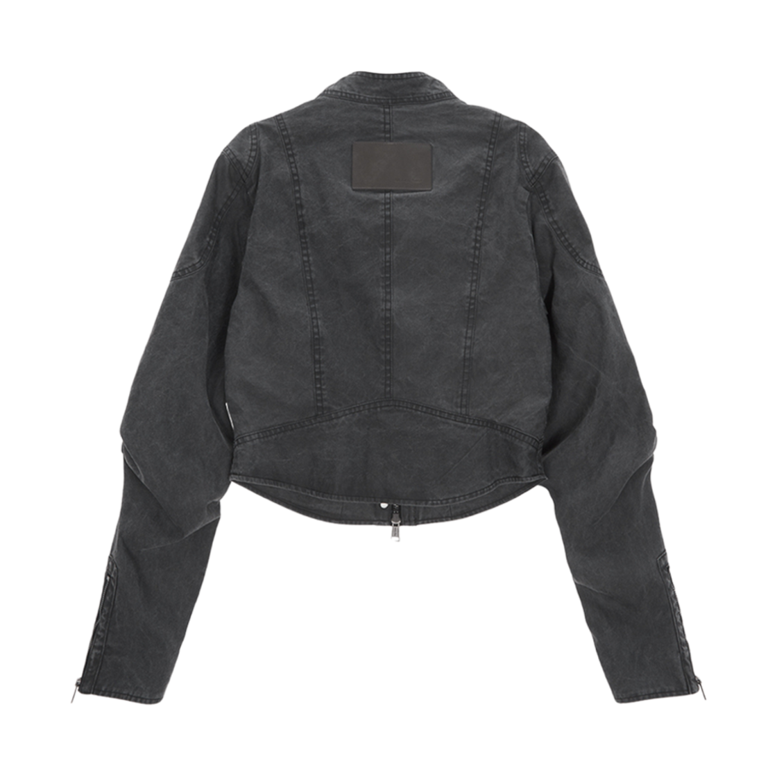 (W) 마뗑킴 워시드 데님 바이커 점퍼 차콜((W) Matin Kim Washed Denim Biker Jumper Charcoal) - 2