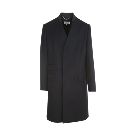 S50AA0103S48109524 Maison Margiela Minimal Collarless Coat Navy