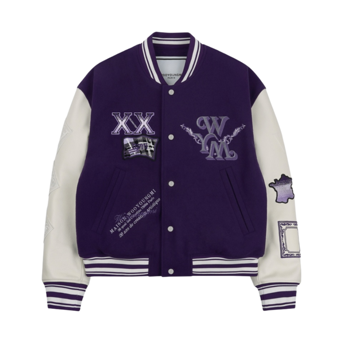 W231JP01908V Wooyoungmi Varsity Jacket Violet - 23SS